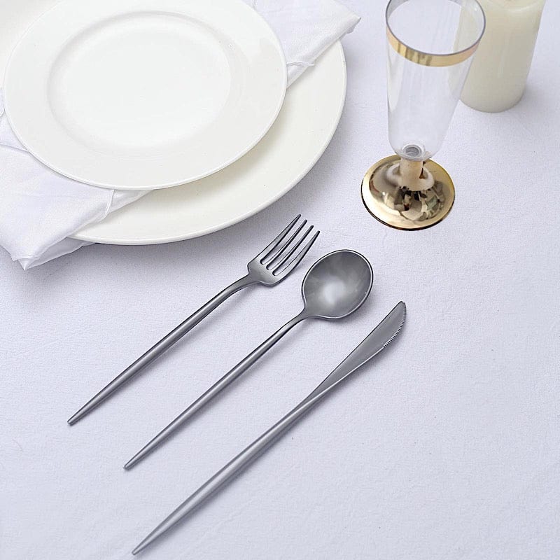 50 Disposable Heavy Duty Plastic Cutlery Spoons Forks and Knives Set