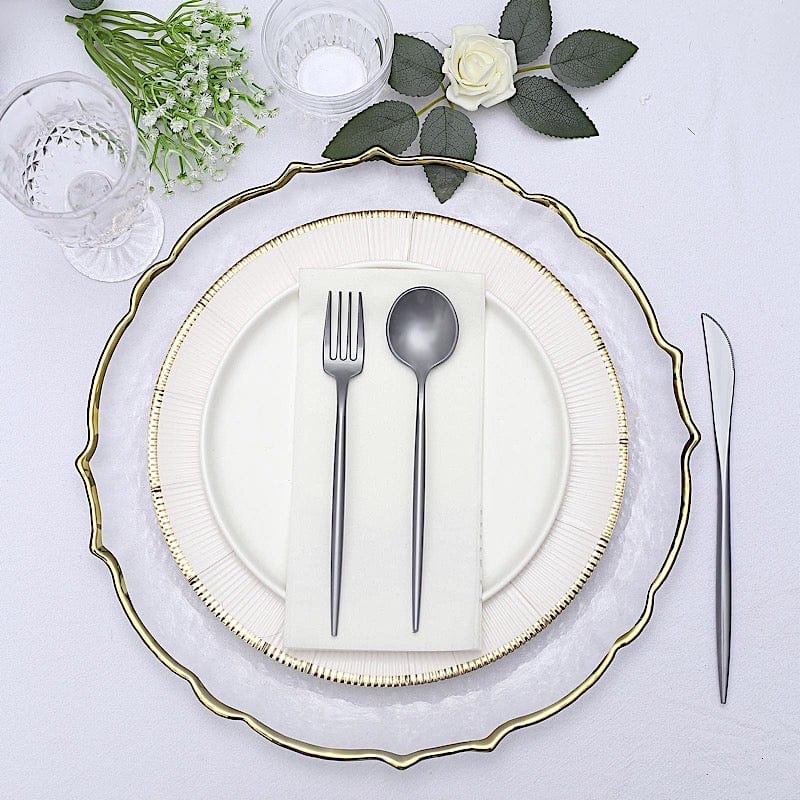 50 Disposable Heavy Duty Plastic Cutlery Spoons Forks and Knives Set