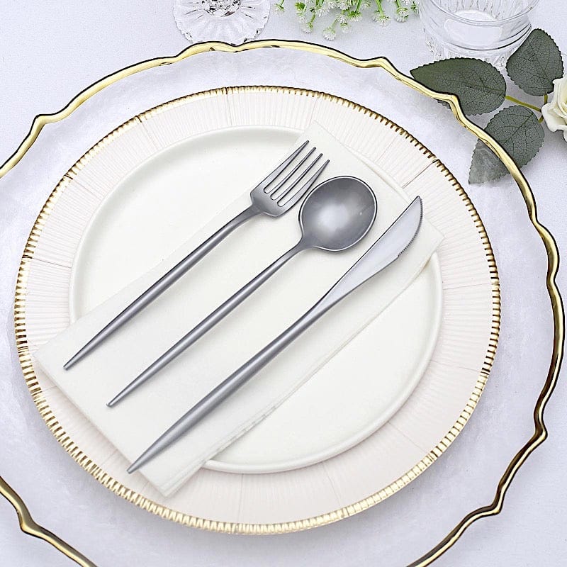50 Disposable Heavy Duty Plastic Cutlery Spoons Forks and Knives Set