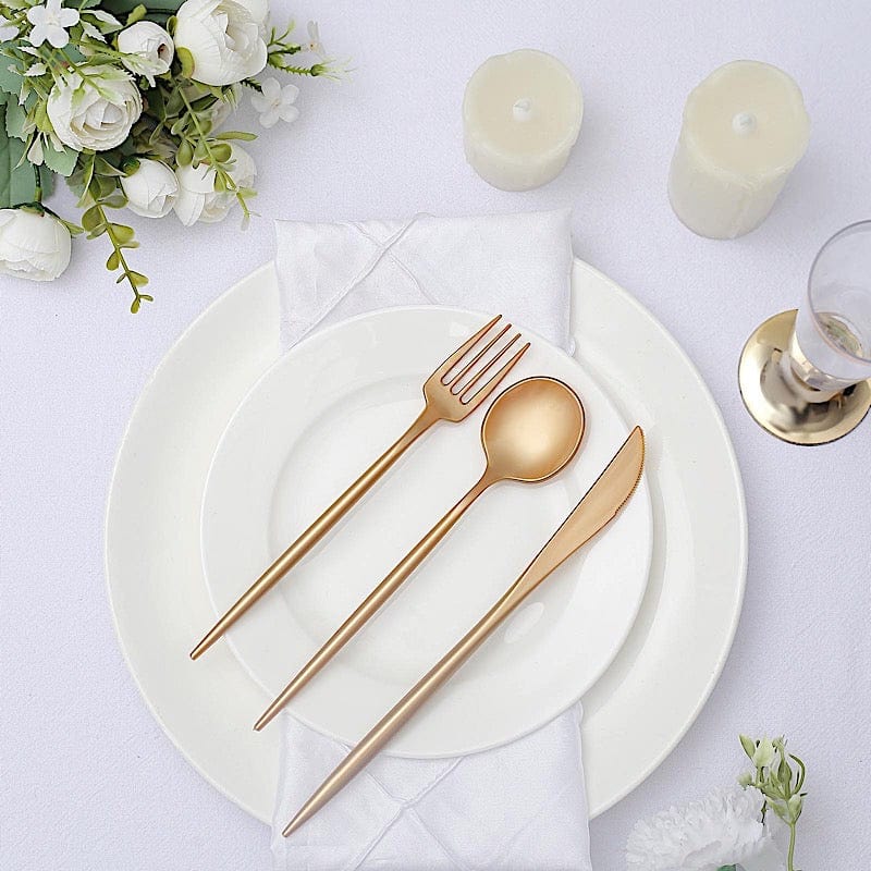 50 Disposable Heavy Duty Plastic Cutlery Spoons Forks and Knives Set