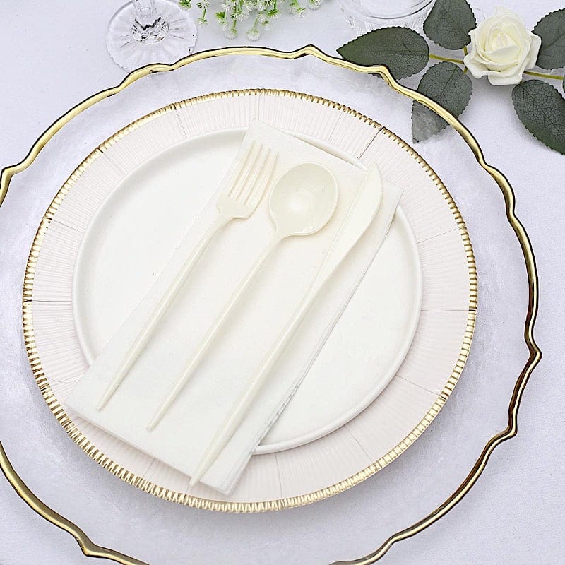 50 Disposable Heavy Duty Plastic Cutlery Spoons Forks and Knives Set