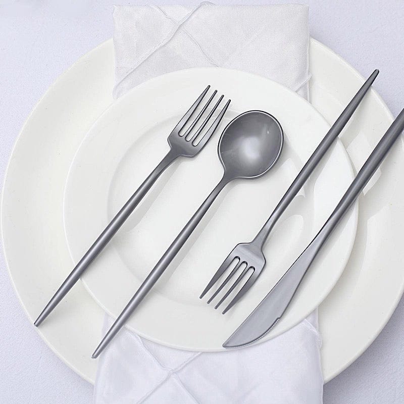 50 Disposable Heavy Duty Plastic Cutlery Spoons Forks and Knives Set