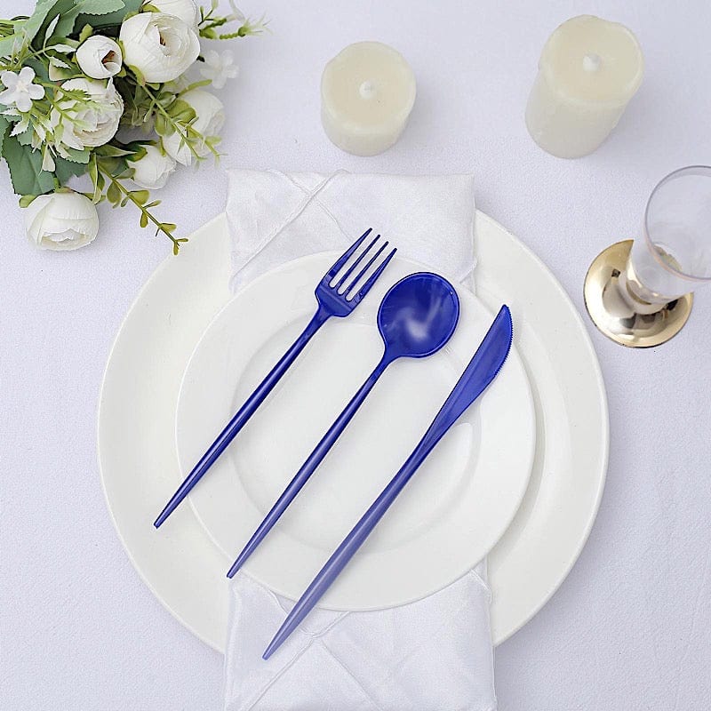 50 Disposable Heavy Duty Plastic Cutlery Spoons Forks and Knives Set