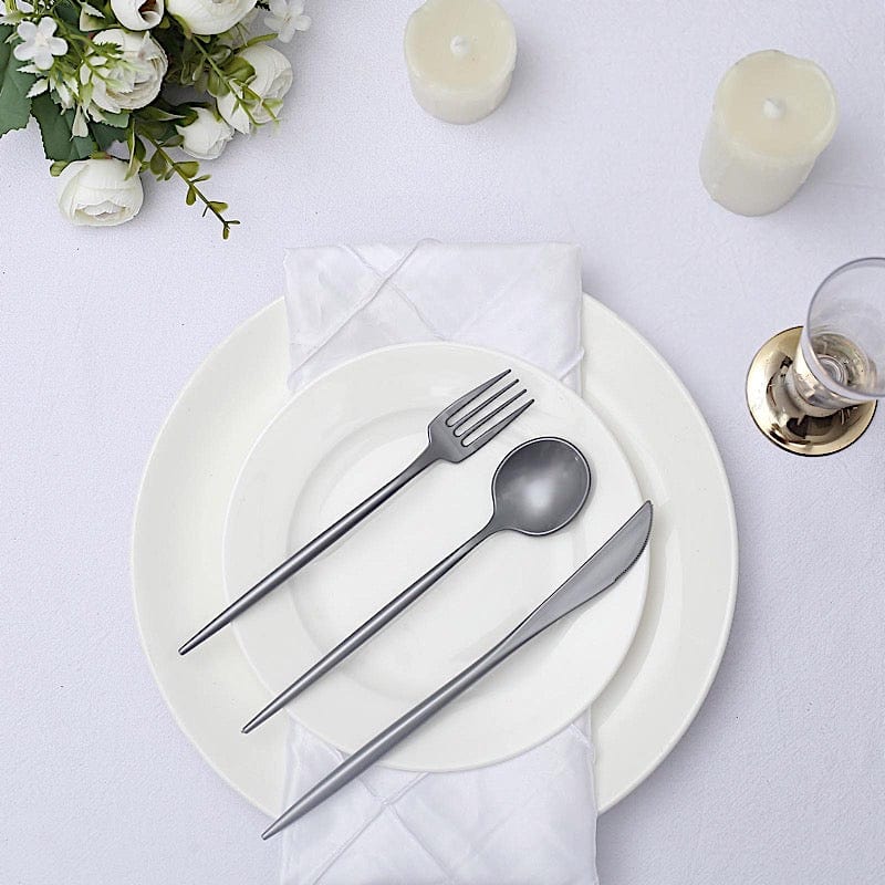 50 Disposable Heavy Duty Plastic Cutlery Spoons Forks and Knives Set