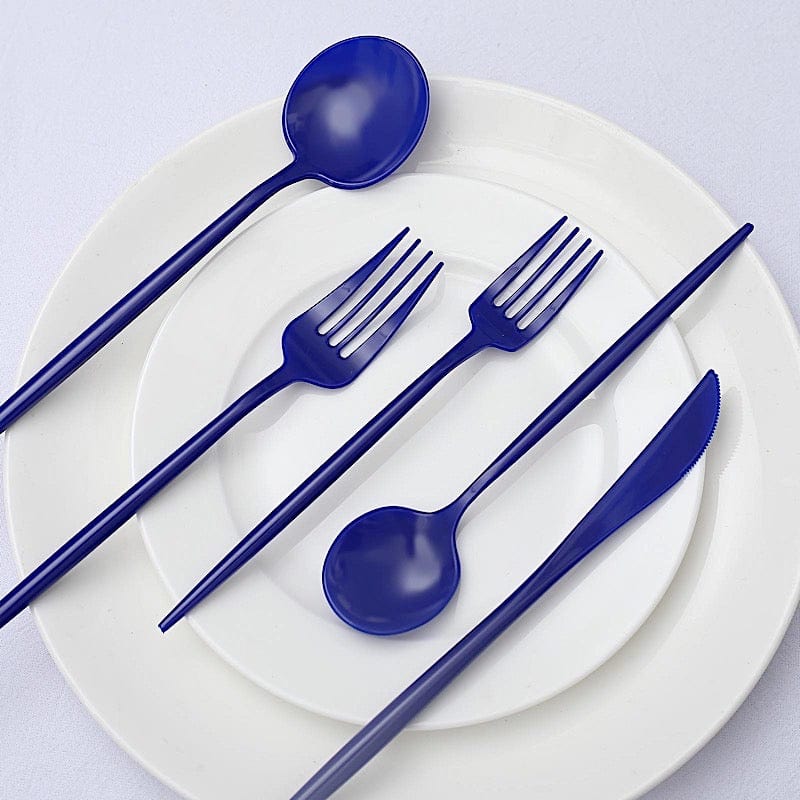 50 Disposable Heavy Duty Plastic Cutlery Spoons Forks and Knives Set