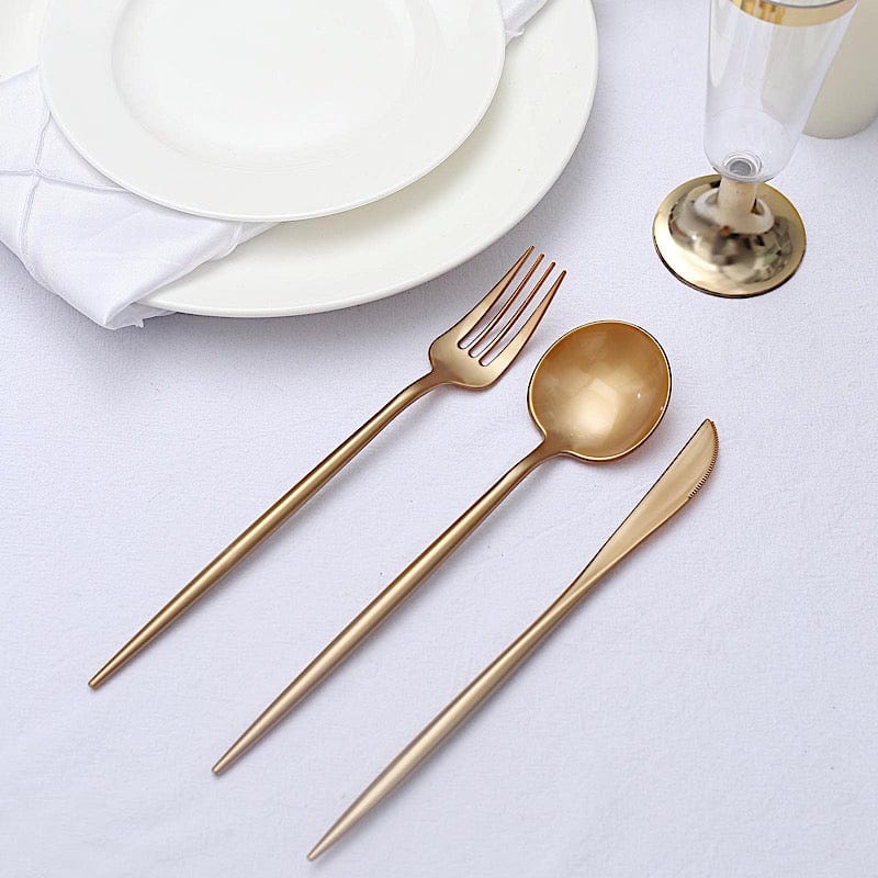 50 Disposable Heavy Duty Plastic Cutlery Spoons Forks and Knives Set