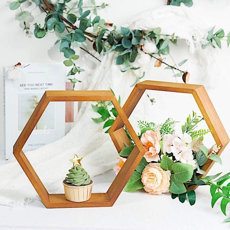 2 9 in Hexagon Geometric Wall Shelves Wood Centerpieces