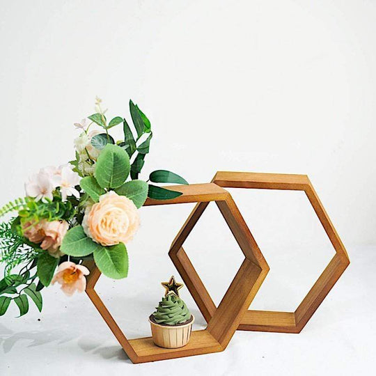 2 9 in Hexagon Geometric Wall Shelves Wood Centerpieces