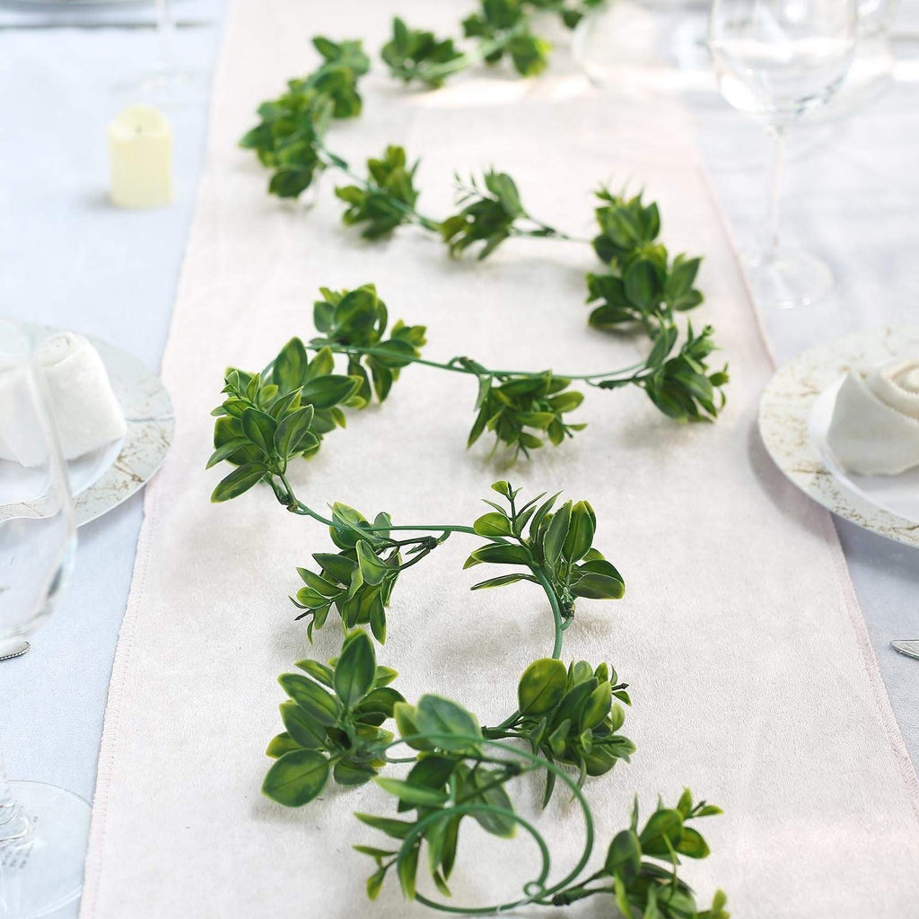 2 pcs 5 ft long Dark and Light Green Artificial Leaves Greenery Garlands