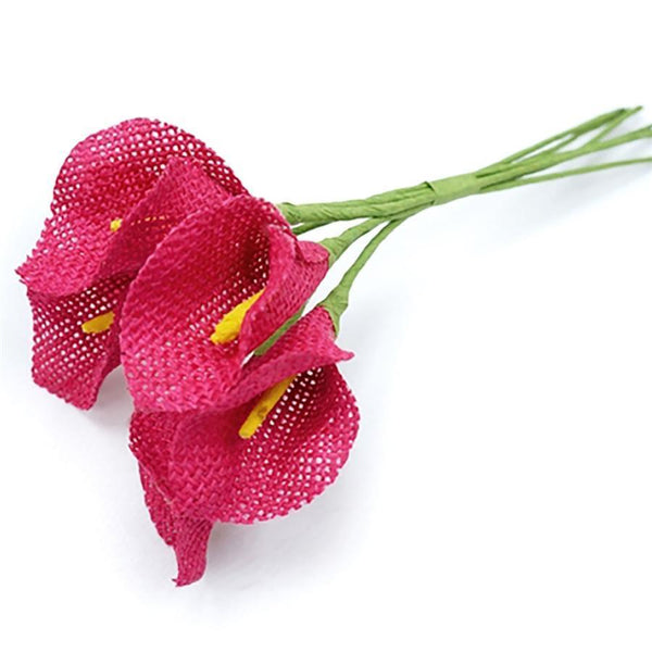 36 Fuchsia Burlap Mini Calla Lily Flowers