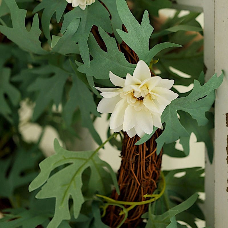 6 feet Cream Silk Daisy Flowers Garland with Leaves Hanging Vine