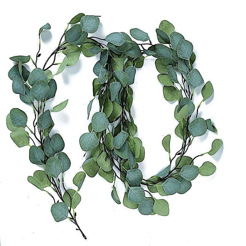 6.5 ft long Frosted Green Artificial Eucalyptus Leaves Vine Garland