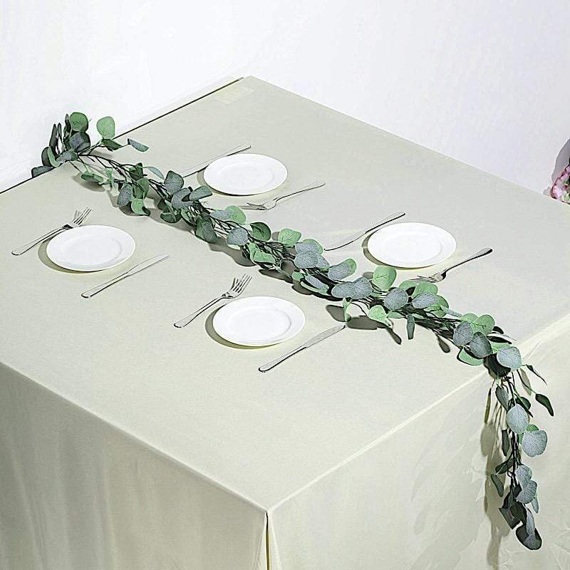 6.5 ft long Frosted Green Artificial Eucalyptus Leaves Vine Garland