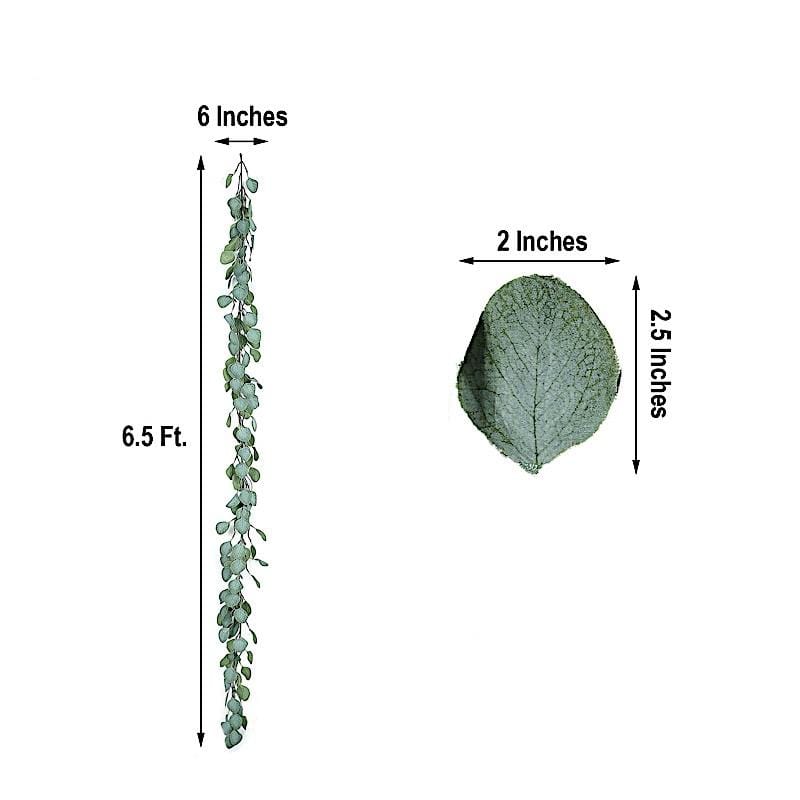 6.5 ft long Frosted Green Artificial Eucalyptus Leaves Vine Garland