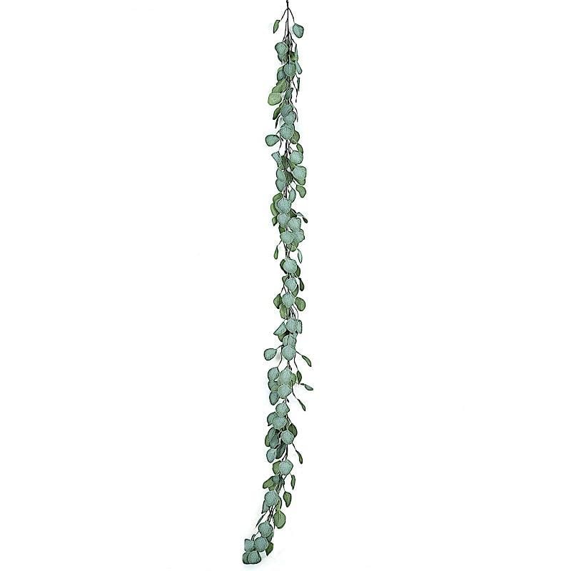 6.5 ft long Frosted Green Artificial Eucalyptus Leaves Vine Garland