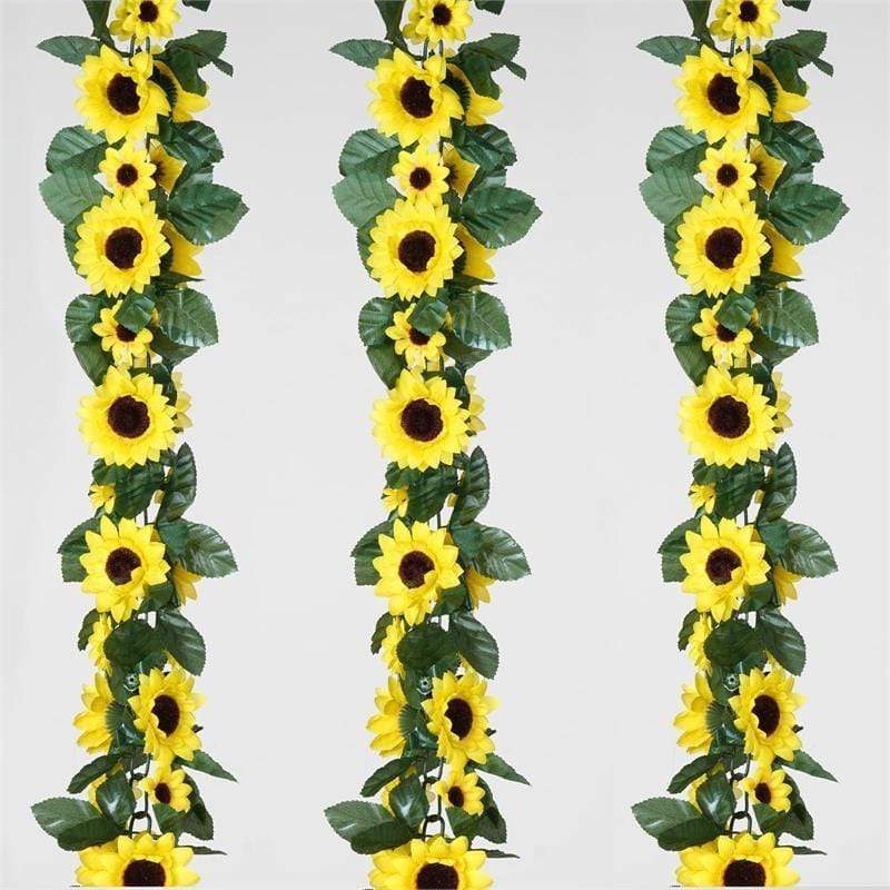 22 in Yellow Silk Sunflower Bush Artificial Hanging Vine Garland
