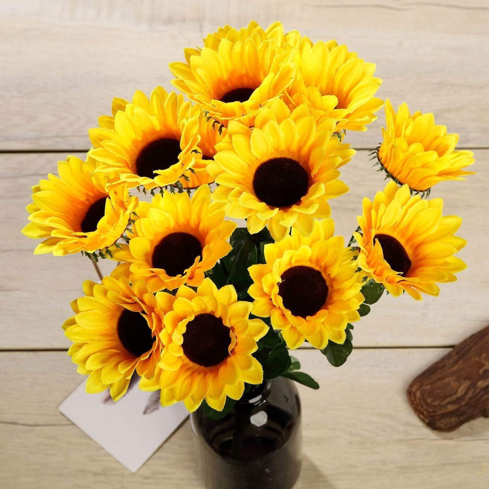 70 pcs Yellow 21" Tall Artificial Silk Sunflowers 5 Bushes Balsa