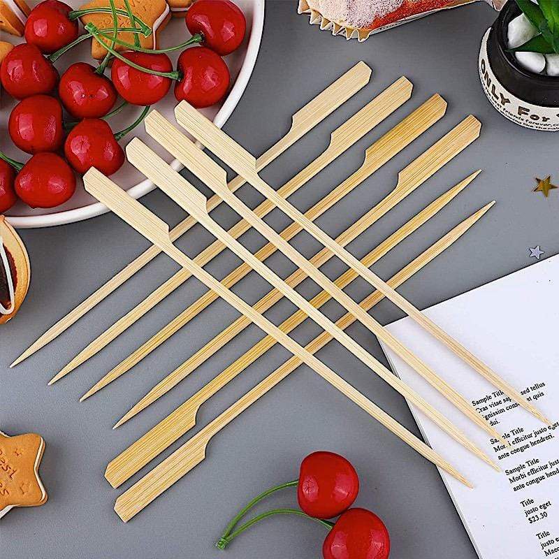 100 pcs 10 in long Light Brown Natural Sustainable Bamboo Paddle Skewers Cocktail Picks