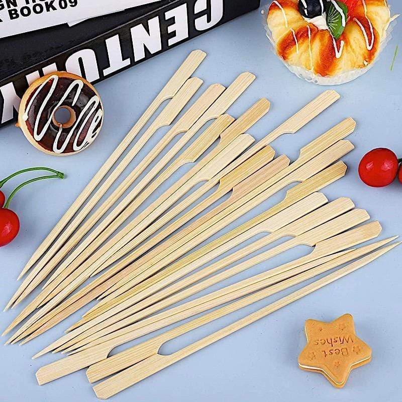 100 pcs 10 in long Light Brown Natural Sustainable Bamboo Paddle Skewers Cocktail Picks