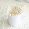 100 pcs 4.75 in long Light Brown Natural Sustainable Bamboo Skewers Cocktail Picks with Pearls