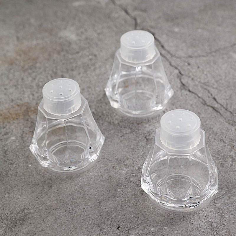 12 Clear 2 in tall Salt and Pepper Holders Condiment Containers