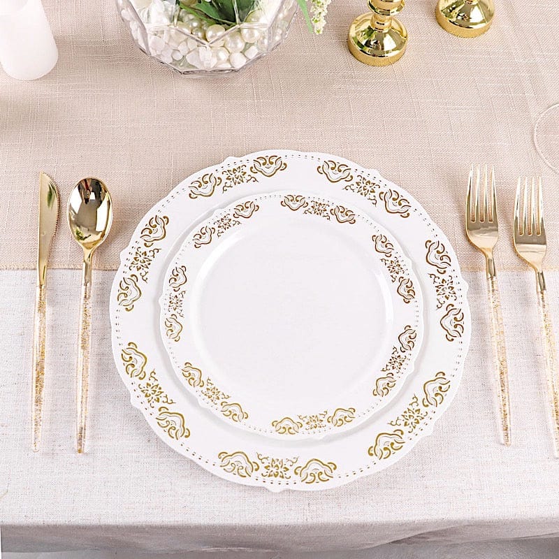 24 Clear Disposable Plastic Forks with Gold Glittered Handle