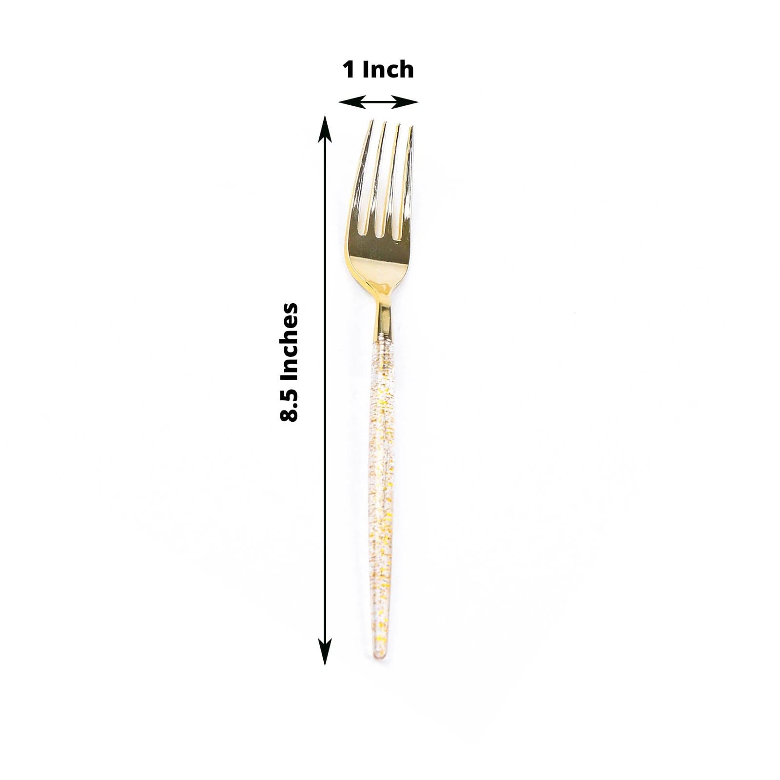 24 Clear Disposable Plastic Forks with Gold Glittered Handle