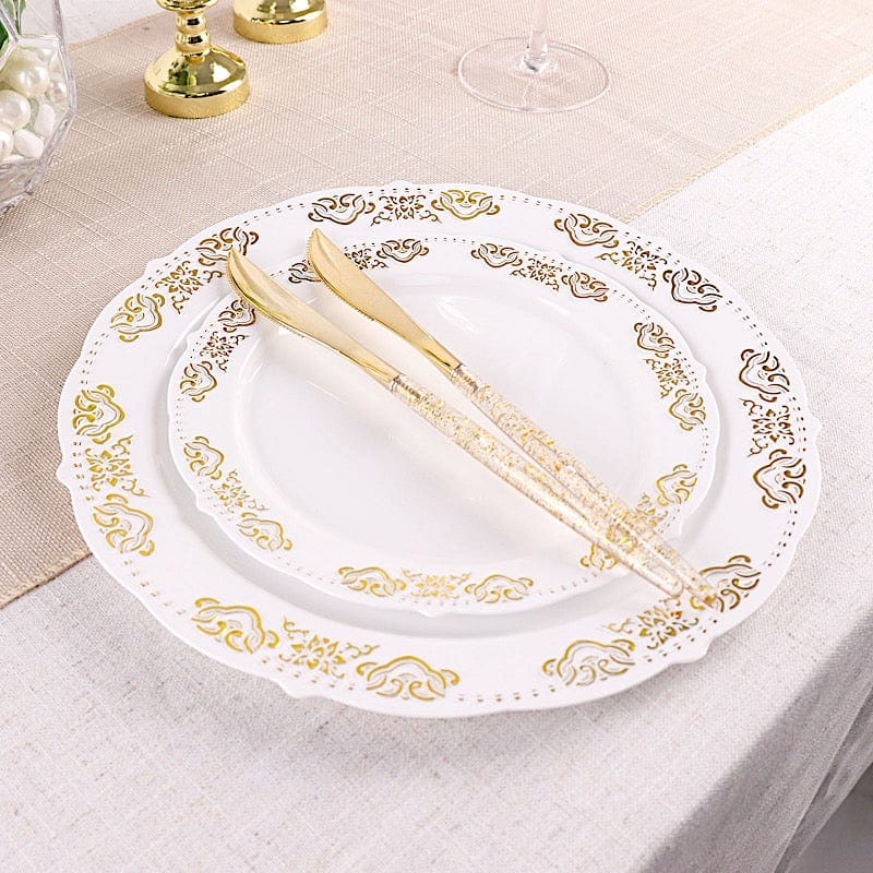 24 Clear Disposable Plastic Knives with Gold Glittered Handle