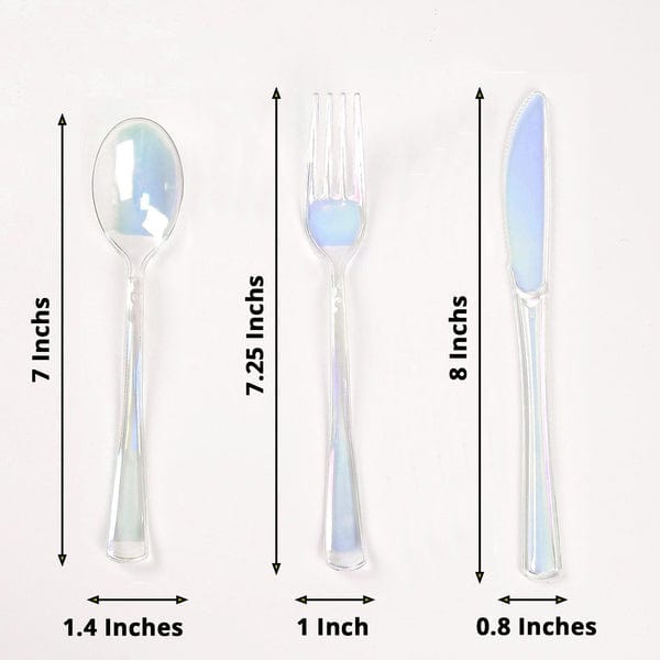 24 Iridescent Disposable Plastic Cutlery Spoon Fork and Knife Set