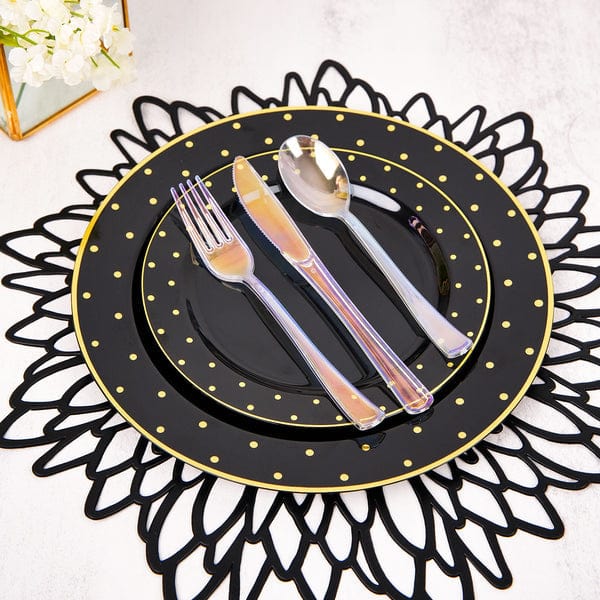 24 Iridescent Disposable Plastic Cutlery Spoon Fork and Knife Set