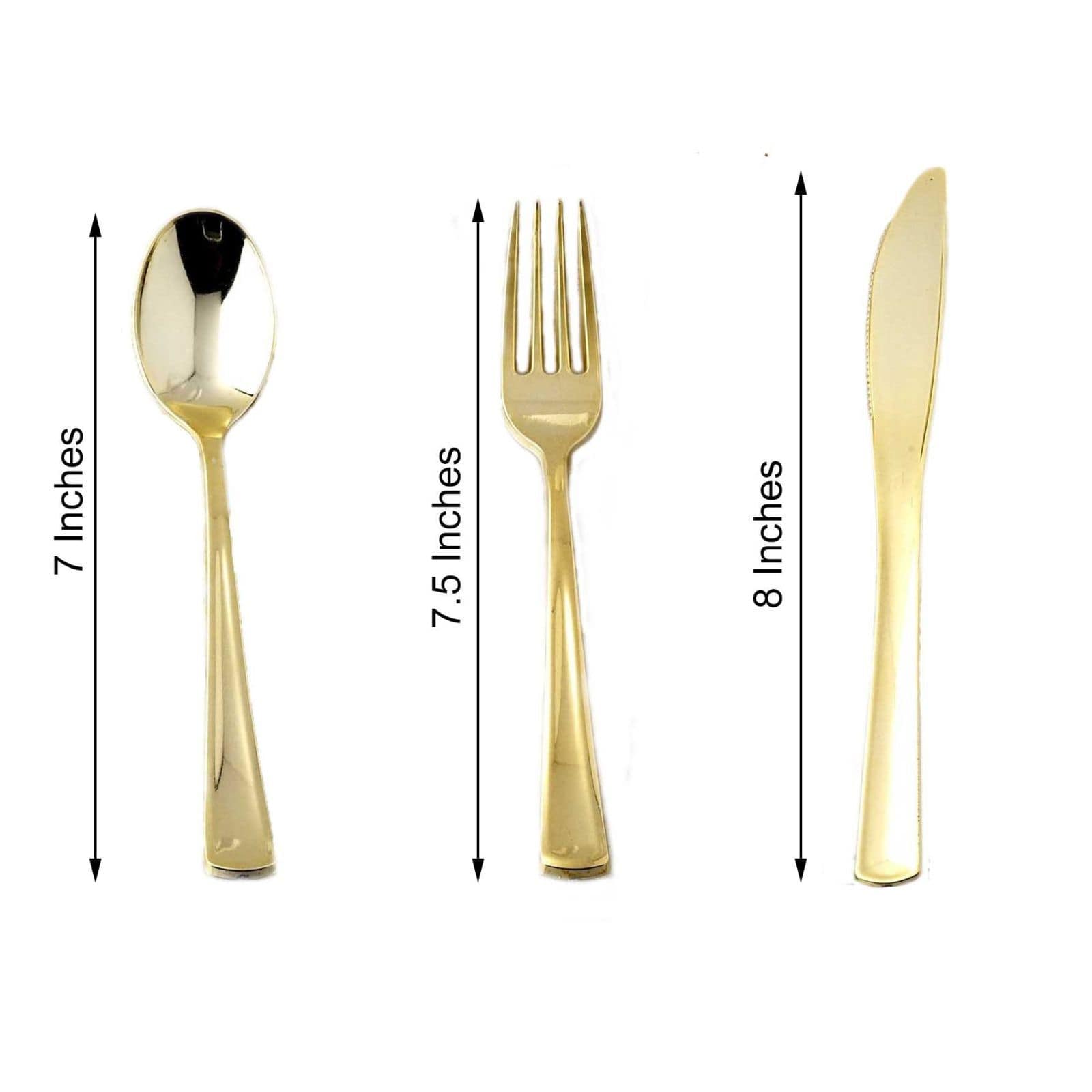 24 pcs Gold Metallic Set Disposable Plastic Party Spoons Forks and Knives