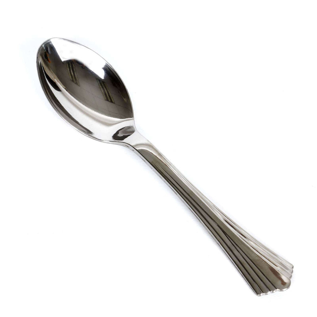 25 pcs 6.25" Silver Disposable Plastic Spoons