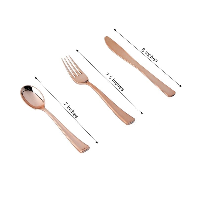 30 pcs Rose Gold Metallic Set Disposable Plastic Party Spoons, Forks, and Knives