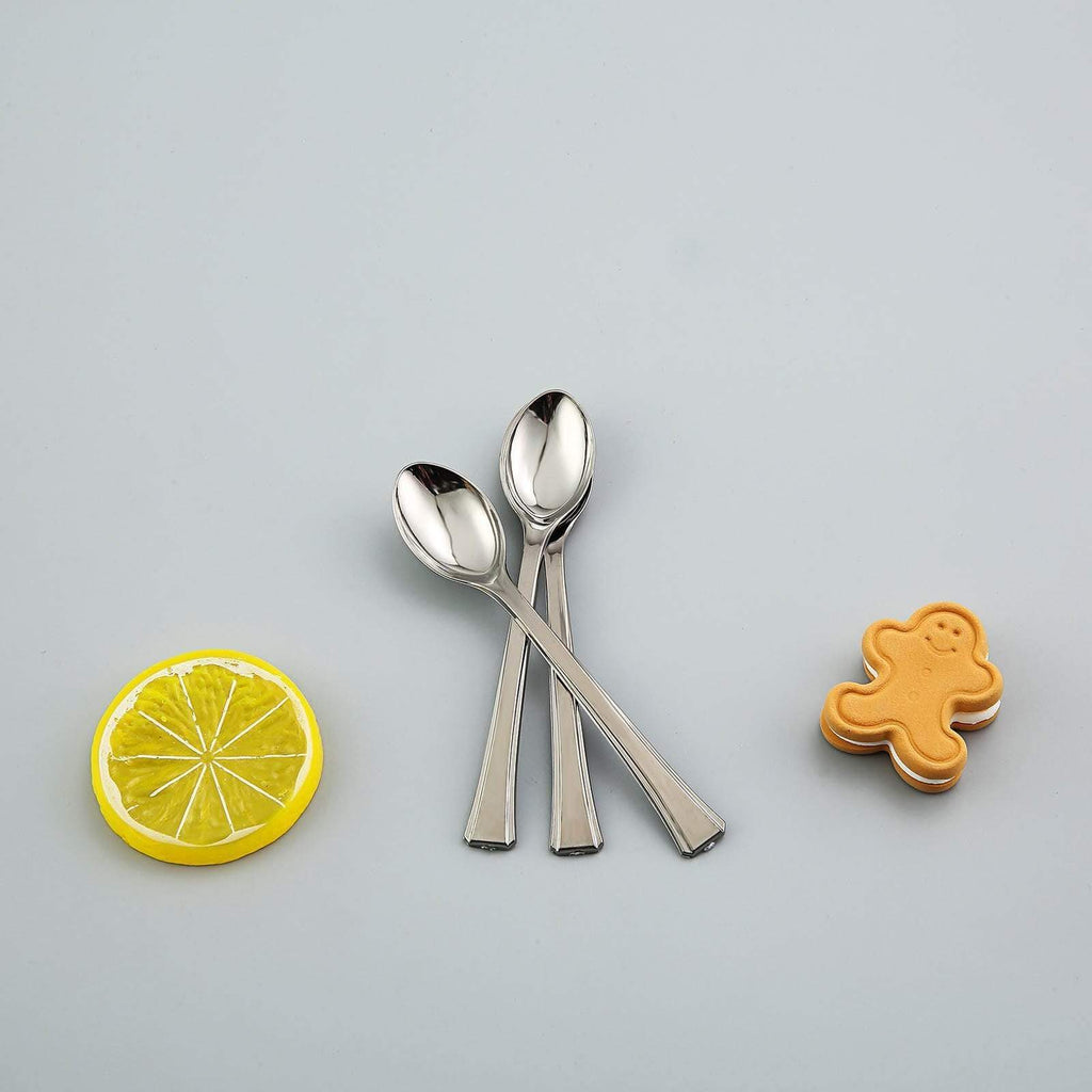 36 pcs 4" Silver Disposable Plastic Party Dessert Spoons