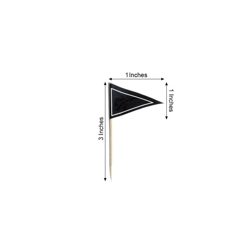 50 pcs Black Pennant Flag Wood Toothpicks
