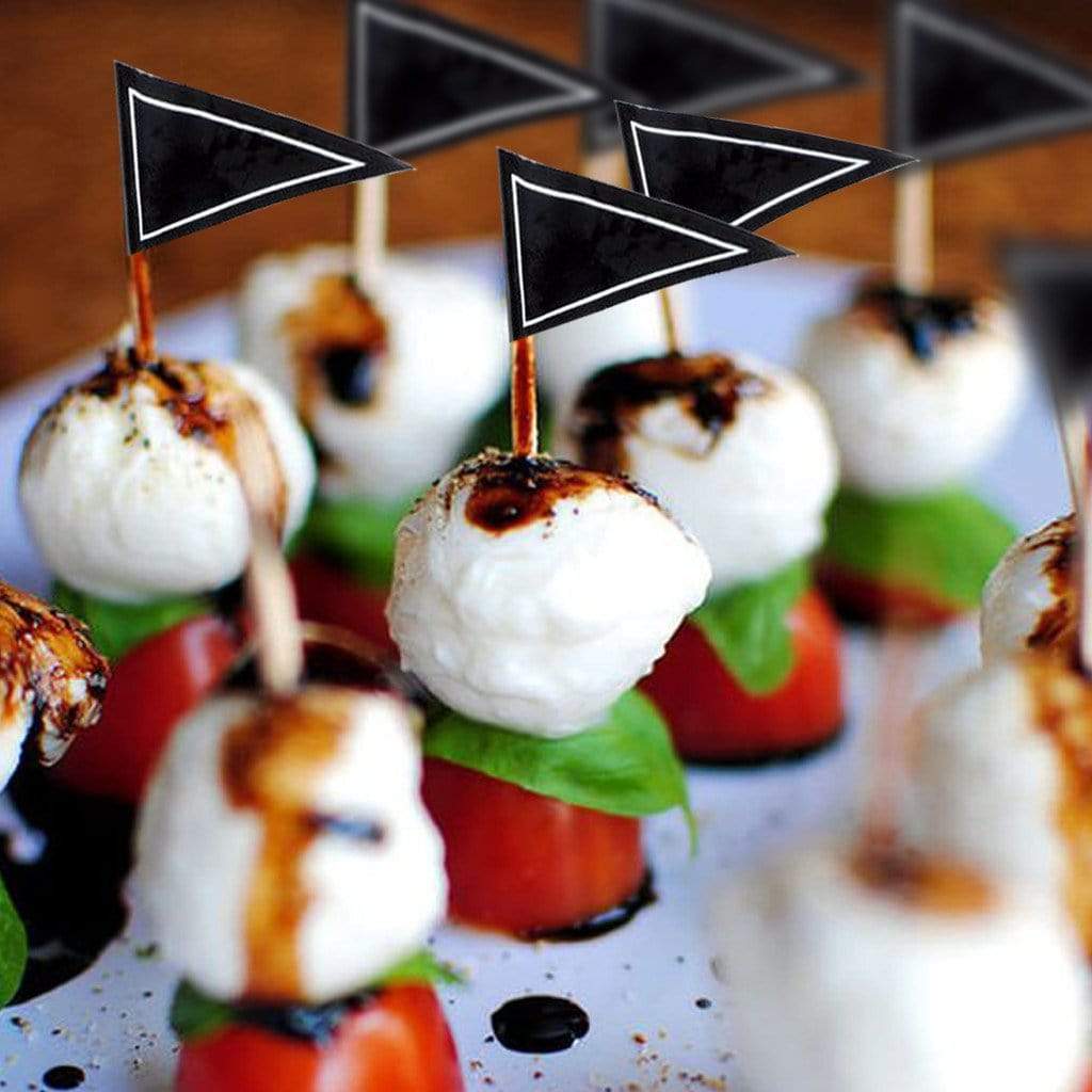 50 pcs Black Pennant Flag Wood Toothpicks