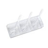 6 Clear Trays with 3 Square Condiment Containers and Spoons Set