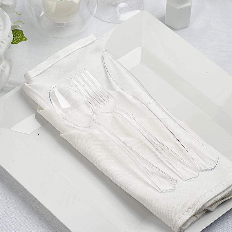 75 pcs Clear Disposable Plastic Party Spoons, Forks, and Knives Set