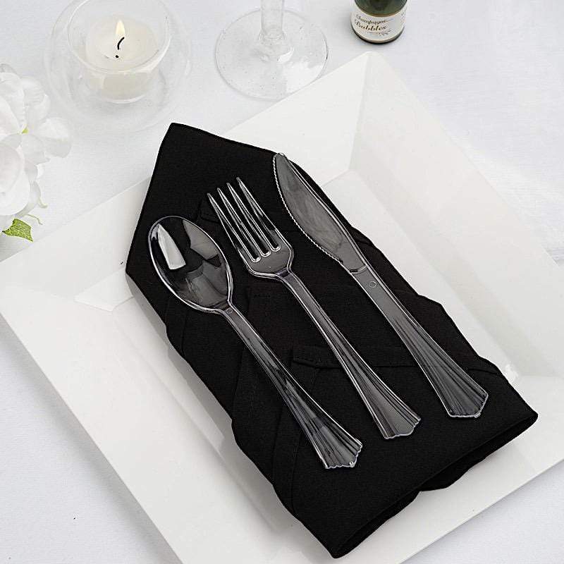 75 pcs Clear Disposable Plastic Party Spoons, Forks, and Knives Set