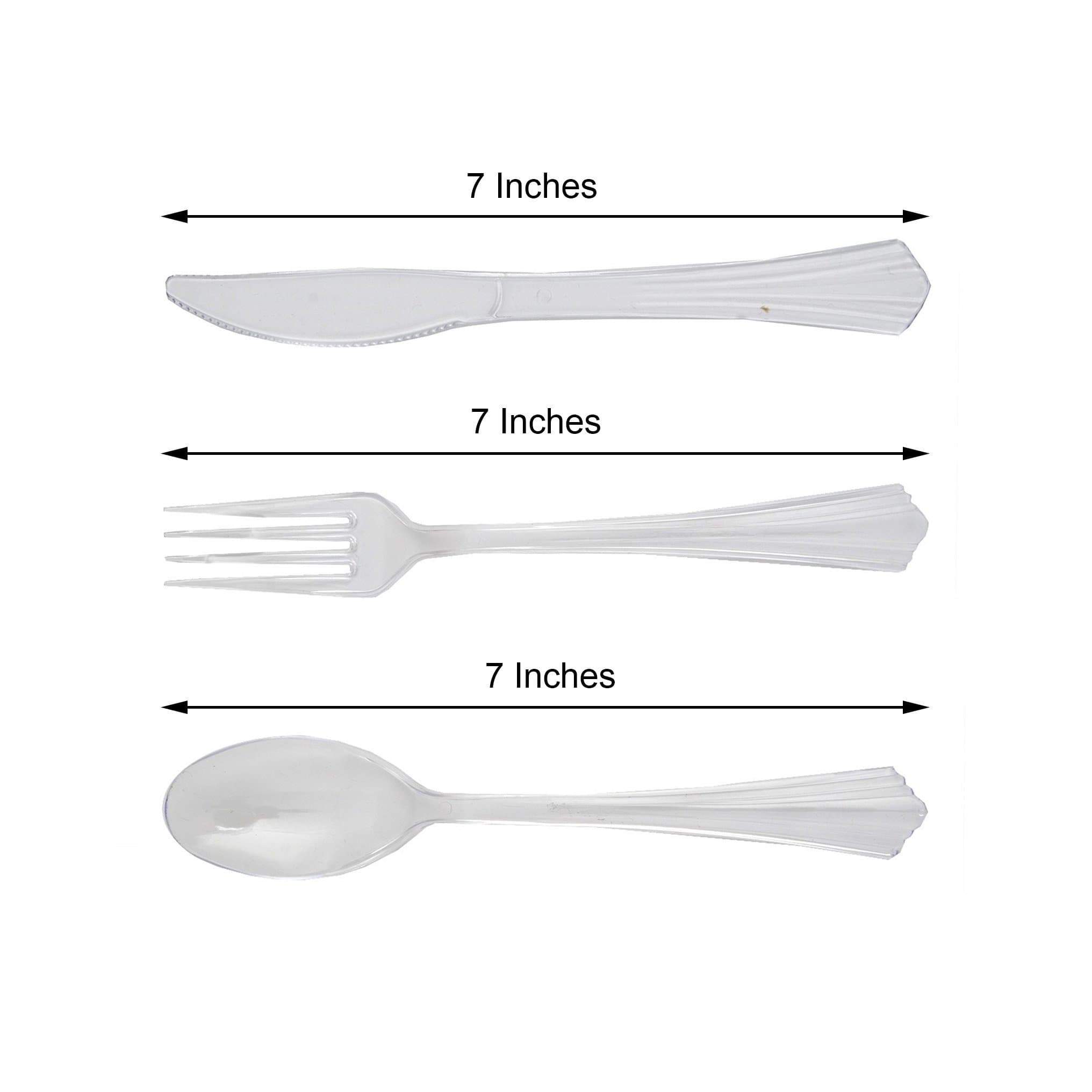 75 pcs Clear Disposable Plastic Party Spoons, Forks, and Knives Set