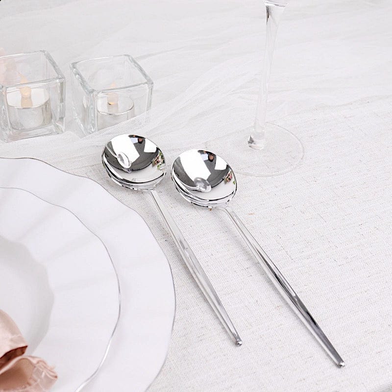 24 pcs 8 in Heavy Duty Plastic Spoons Disposable Cutlery