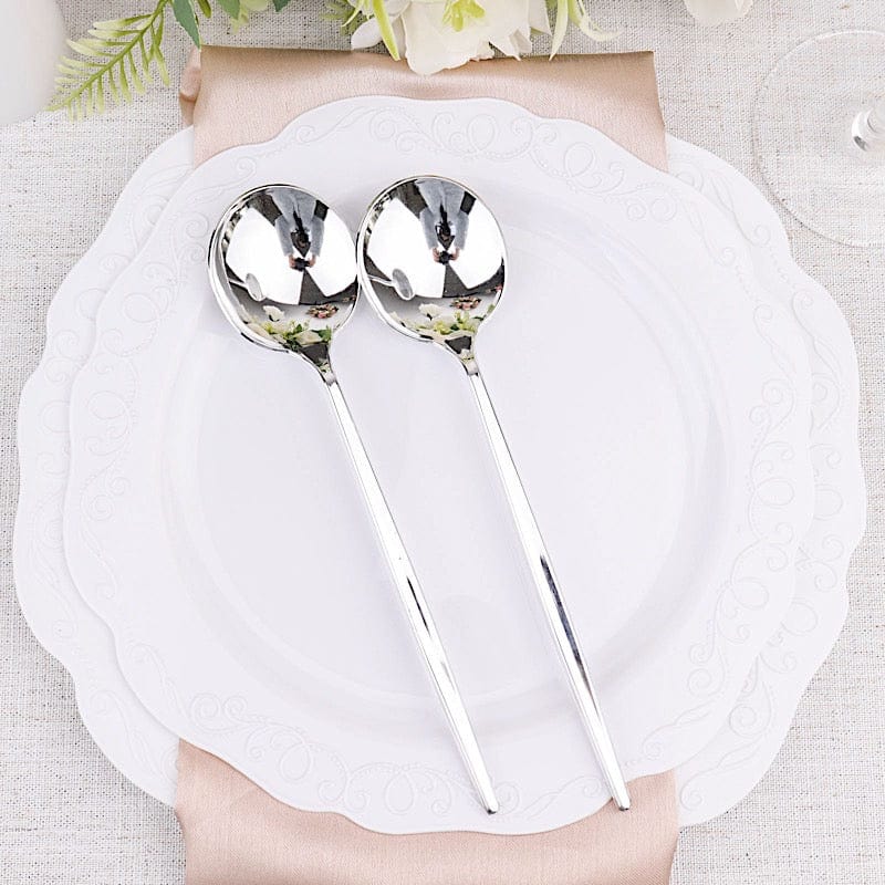 24 pcs 8 in Heavy Duty Plastic Spoons Disposable Cutlery