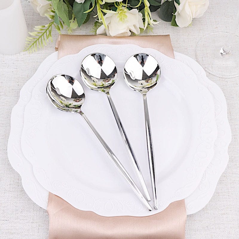 24 pcs 8 in Heavy Duty Plastic Spoons Disposable Cutlery