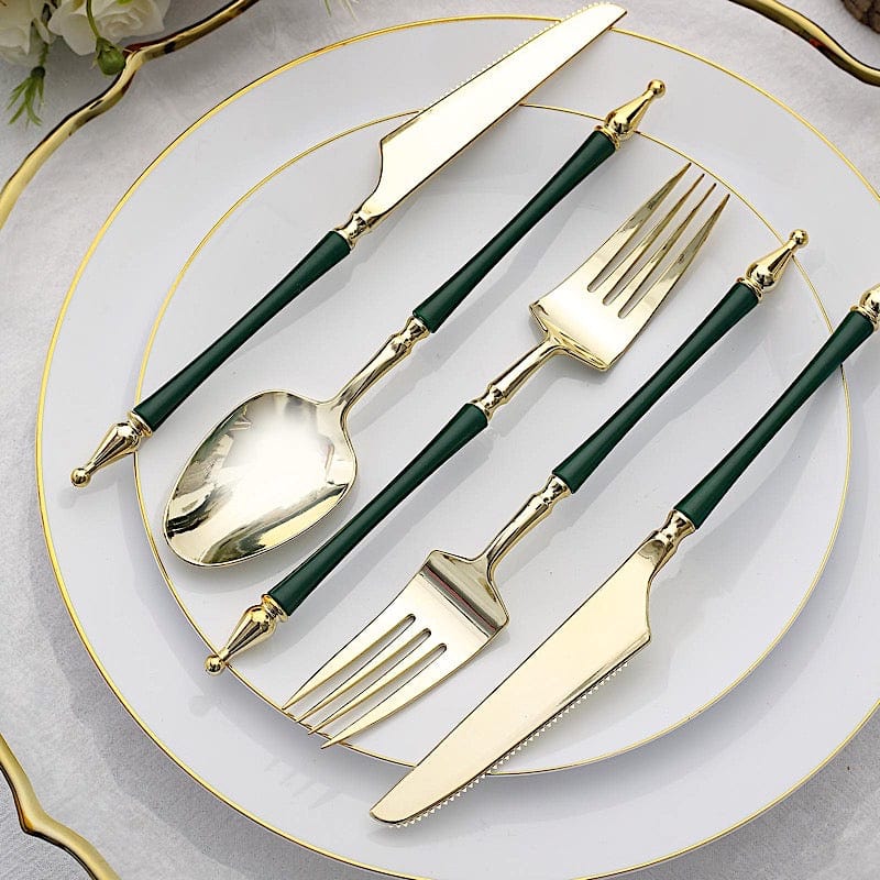 24 Disposable Plastic Cutlery with Roman Column Handle Spoon Fork and Knife Set