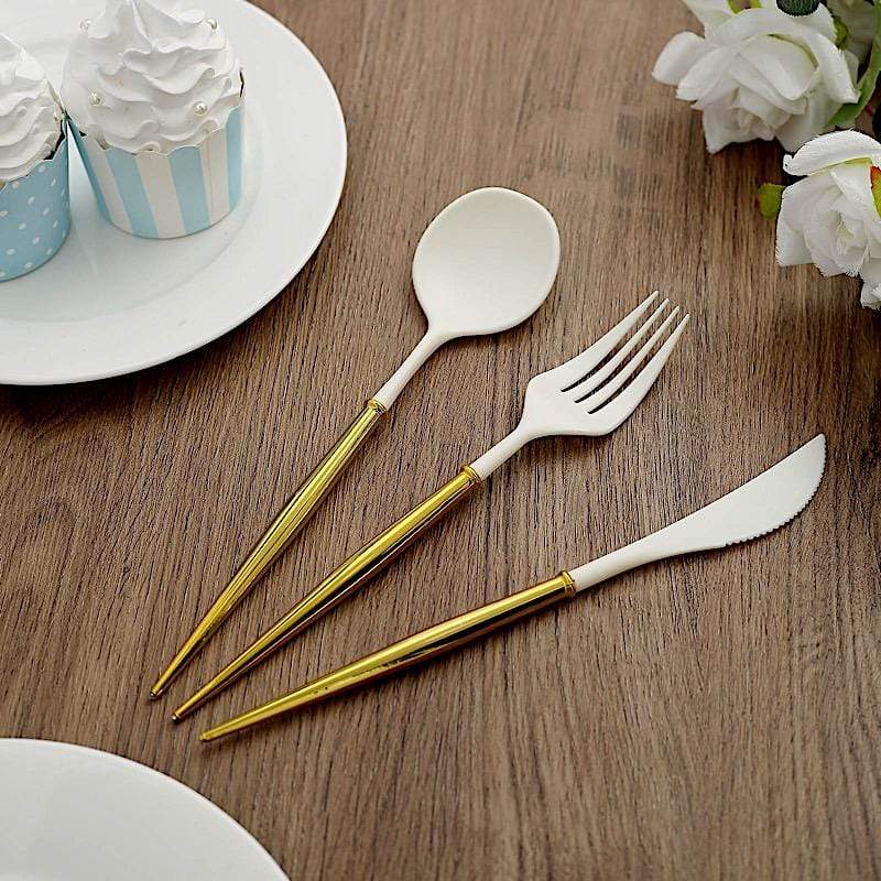 24 Disposable Plastic Cutlery Spoon Fork and Knife Set