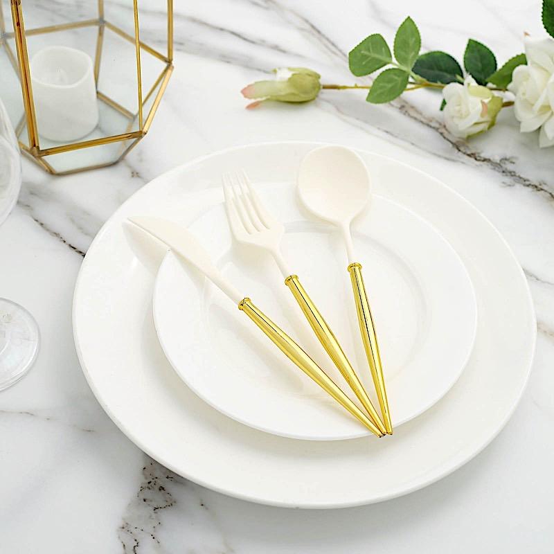 24 Disposable Plastic Cutlery Spoon Fork and Knife Set