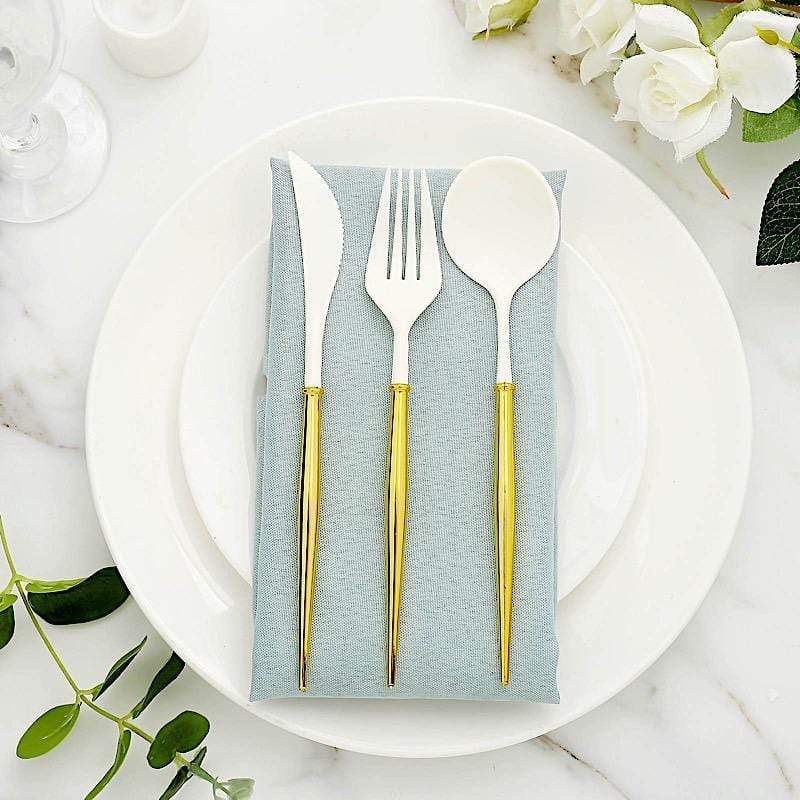 24 Disposable Plastic Cutlery Spoon Fork and Knife Set