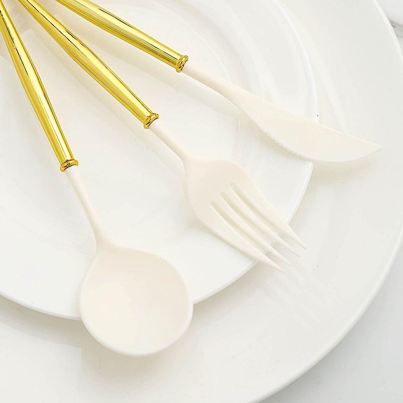 24 Disposable Plastic Cutlery Spoon Fork and Knife Set