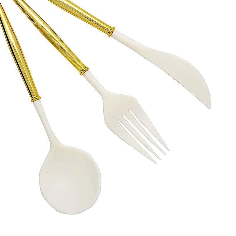 24 Disposable Plastic Cutlery Spoon Fork and Knife Set