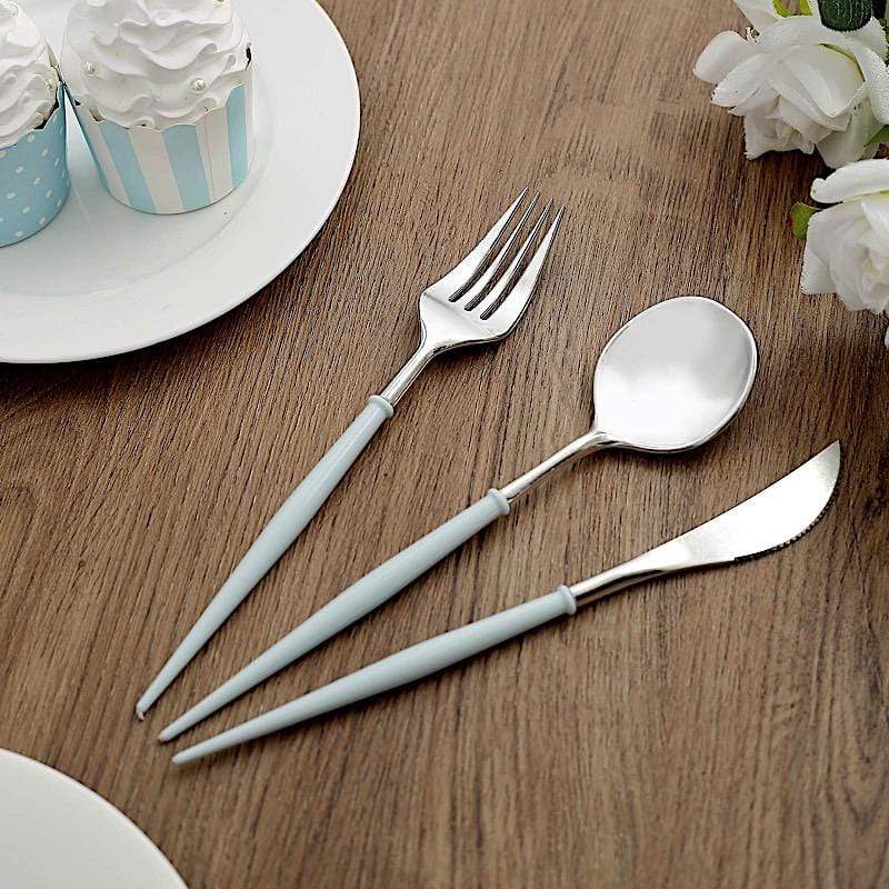 24 Disposable Plastic Cutlery Spoon Fork and Knife Set